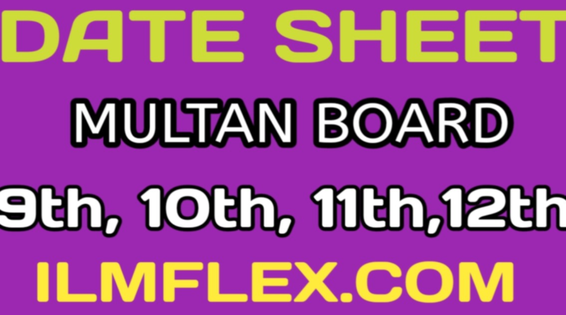 10th Class Date Sheet 2024 Multan Board